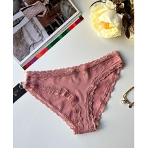 Arlet Kadın Pamuklu Rahat Günlük Kullanım Dantelli Slip/külot Li Gül Kurusu