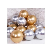 Metalik Parlak Gri Gümüş Gold Altın Rengi 12 Inç Balon 20 Adet Gri Gold Gri Gold