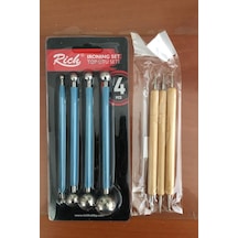 Esmay Çiçek Ütüsü 4'lü Set Top Ütü Metal Top Ütü 4 Lü Set Ve Aliminyum Kabartma Seti Gnsrkfaz939 124-Pembe