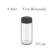 Cam Baharatlık Seti 245 Ml, Siyah Kapaklı, 6 Adet Çok Renkli