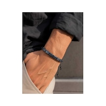 Siyah Hematit Taşlı Ayarlanabilir Unisex Bileklik Parmak İzi Bırakmaz Koyu Inox - 889178394 Parmak İzi Bırakmaz Koyu Inox