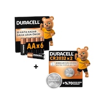 Duracell Basıc Aa Alkalin Kalem Pil 6'lı Paket & Cr 2032 Lityum Düğme Pil 2'li Paket