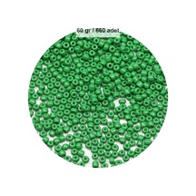 Opak Yeşil Renk 4 Mm Yaklaşık 660 Adet / 60 Gram Cam Boncuk Oya Yazma Bileklik Ve Kolye