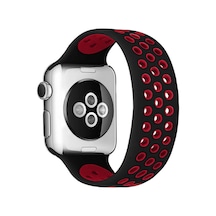 Apple Watch Uyumlu  38mm Ayarlı Delikli Silikon Kordon Saat Değildir - Siyah-kırmızı