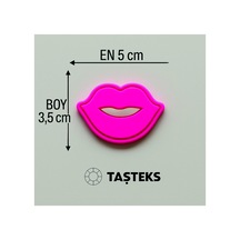Ütülenebilen Veya Sticker Olarak Kullanılabilen Neon Pembe Dudak Patch