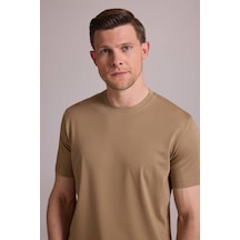 Erkek Vizon Regular Fit Bisiklet Yaka T-shirt