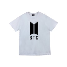 Bts, K-pop Müzik Grubu Baskılı Unisex %100 Pamuk Beyaz T-shirt Beyaz
