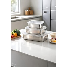 3 Adet Set 304 Çelik Yemek Meyve Et Buzdolabı Beslenme Saklama Kabı Mt323 Diğer