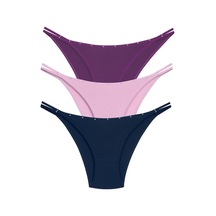 New Lilla 1025 Çift İp-Taş Detaylı Bikini Külot Paketi Çok Renkli