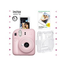 Fujifilm Instax Mini 12 Fotoğraf Makinesi + 20'li Film + Şeffaf Kılıf Seti Pembe