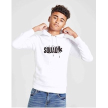Tshirthane Black Squad Baskılı Unisex Çocuk Kapüşonlu Beyaz Sweatshirt (534656468) Beyaz