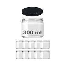 Afracam 300 ML Siyah Metal Kapaklı Şeffaf Cam Kavanoz 10 Adet
