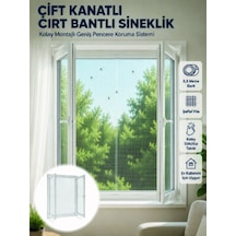 Çift Kanatlı Cırt Bantlı Pencere Sinekliği Kolay Montajlı Beyaz F