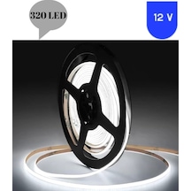 12 Volt 8 Mm 320 Ledli Esnek Cob Şerit 6500 K Beyaz İç Mekan 5 Metre