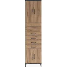 Arges Dolap 3 Raflı 5 Çekmeceli 4 Kapaklı 60x30x243 Antrasit-çam Antrasit