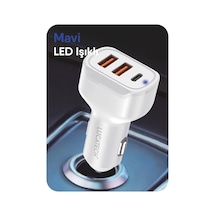 100w Ultra Hızlı Turbo Araç Şarj Başlığı 2 Usb + 1 Pd Beyaz Çok Renkli
