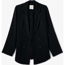 Koton Blazer Ceket Kruvaze Düğmeli Katlanabilir Kollu Rahat Kesim Siyah 4sak50021ew Siyah