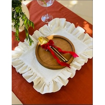 Naturel Keten Fırfırlı 2 Li Vintage Amerikan Servis Bej 40x50
