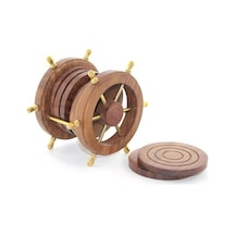 Pirinç Dümenli Ahşap Bardak Altı Çok Renkli