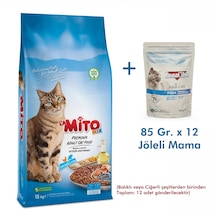 La Mito Mix Tavuklu Balıklı Yetişkin Kedi Maması 15 KG + Yaş Mama 12'li