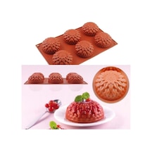 Kubbe Çiçek Desenli Silikon Çikolata, Kek , Muffin, Dondurma Kalıbı Goldcakes