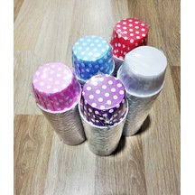 Muffin Cupcake Pembe Puantiyeli Pet Kapsül 50Li