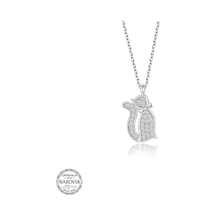 Swarovski Taşlı Gümüş Kedi Kadın Kolye (520699195)