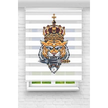 Perdeoutlet38 Baskılı Renkli Kral Kaplan Dijital Baskılı Zebra Perde-cocuk Odası-stor Perde Çok Renkli