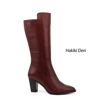 Gönderi(R) Gönderir Kadın Bordo Antik Sivri Burun Kalın Topuklu Hakiki Deri Çizme Gkzc13447530 Bordo