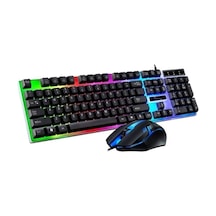Qpart Gm-14 2in1 Rgb Işıklı Oyuncu Klavye Mouse Seti Mause Işıklı Klavye Mause Set 2in1 Siyah - 594880722 Diğer