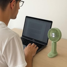 Güncelçarşı Masa Üstü Standlı Şarjlı 3 Ayarlı Fan Hızı Modlu Çanta Tipi El Fanı, Mini Vantilatör, Küçük Serinletici Fan