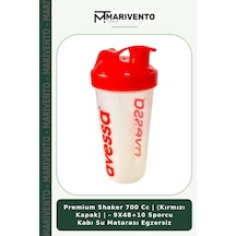 Premium Shaker 700 Cc Kırmızı Kapak - 9x48+10 Sporcu Kabı Su Matarası Egzersiz
