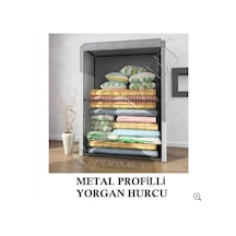 Bymühendisevyaşam Bez Dolap Yorgan Hurcu Metal Profilli Yorgan Hurcu Portatif Bez D (403071873) Gri