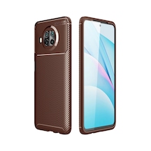 Mi 10t Lite Kılıf Auto Focus Karbon Kapak - Kahverengi