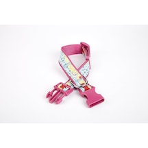Pati Desenli Dokuma Köpek Boyun Tasması 3 Cm X 36-60 Cm Mor Çok Renkli