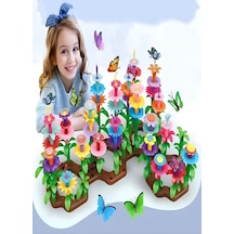 52 Parça Bahçe Çiçek Yapım Seti Yapı Blokları Yapboz Bul Tak Puzzle Eğitici Oyuncak