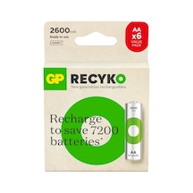 Batteries Recyko 2600mah Aa Kalem Ni-mh Şarjlı Pil, 1.2 Volt, 6'lı Kart