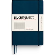 Leuchtturm1917 Not Defteri Orta Boy A5 , Sert Kapak, 251 Numaralandırılmış Sayfa, Kareli, Derin Deniz Lacivert