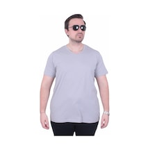 Moc Grande Mocgrande Erkek Büyük Beden Likralı Basic V Yaka Tişört 11170 Grı Gri