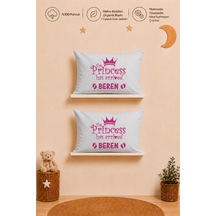 İsme Özel Kız Bebek 2'li Yastık Kılıfı 35x45 Cm %100 Pamuk Organik Baskılı İsimli Bebek Hediyesi 2032y2