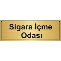 Sigara İçme Odası 5x20 Cm Altın Renk Metal Yönlendirme Levhası
