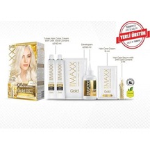 Maxx Deluxe Serisi 24k Altın Parçacıklı Serum İle 1 Kutu 2 X 50 Ml Ve Geliştiriciler Saç Boyası Buzul Sarısı 0.2