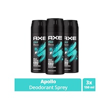 3 Adet Axe Erkek Sprey Deodorant Apollo 48 Saat Etkileyici Koku Vücut Spreyi 150 Ml