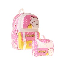 Kaukko Kids Molang Kız Çocuk Pembe - Sarı İlkokul Sırt Çantası Ve Beslenme Çanta Seti - Setkk-l5318b Çok Renkli