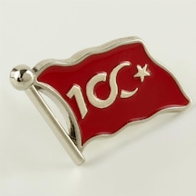 Cumhuriyetin - 464 - 100. Yılına Özel Yaka Rozet - Nazblsmm - Gümüş Rengi