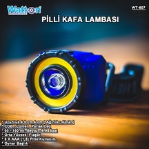 Güçlü Pilli Kafa Lambası Watton Wt- 607 Siyah