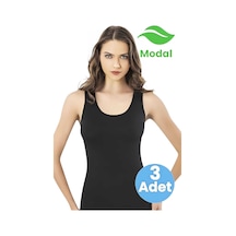 Tezzgelsin Kadın 3lü Geniş Askılı Modal Atlet Siyah