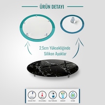 Decorıta | Cam Sunum Standı | Siyah Mermer Görünümlü | Çap32cm