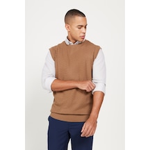 AC&Co / Altınyıldız Classics Erkek Vızon Standart Fit Normal Kesim Bisiklet Yaka Süveter Vizon