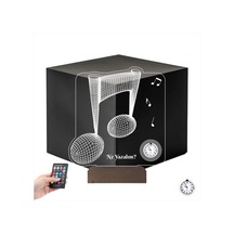 Luvivia Müzisyen Hediye Müzik Nota Kişiye Özel Metal Saatli 3d Lamba - Masa Gece Lambası